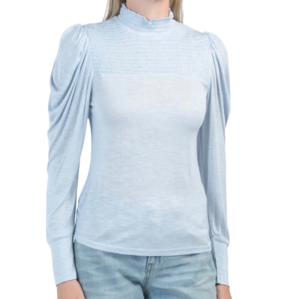 7 for all mankind smocked mock neck to Small New with tags
